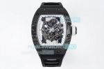 ZF Factory Swiss Richard Mille Carbon Fiber Skeleton Watch RM055 Black Rubber Strap